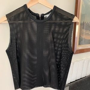 Helmut Lang Leather Perforated sleeveless top